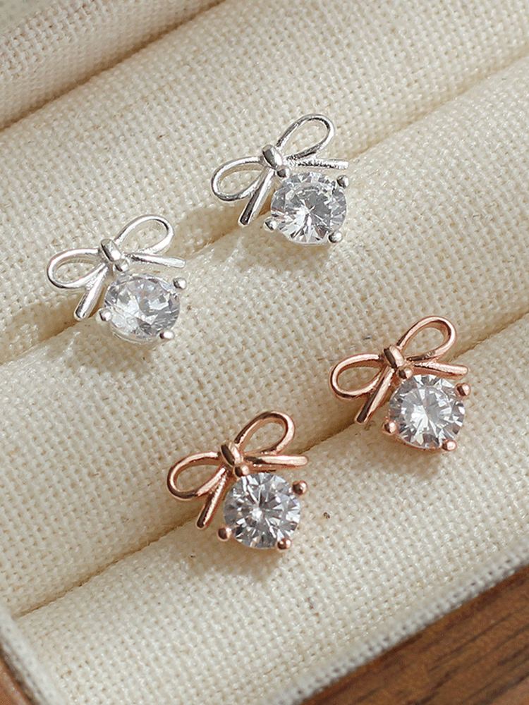 [*당일] 925 silver betty ribbon cubic earring (2colors)