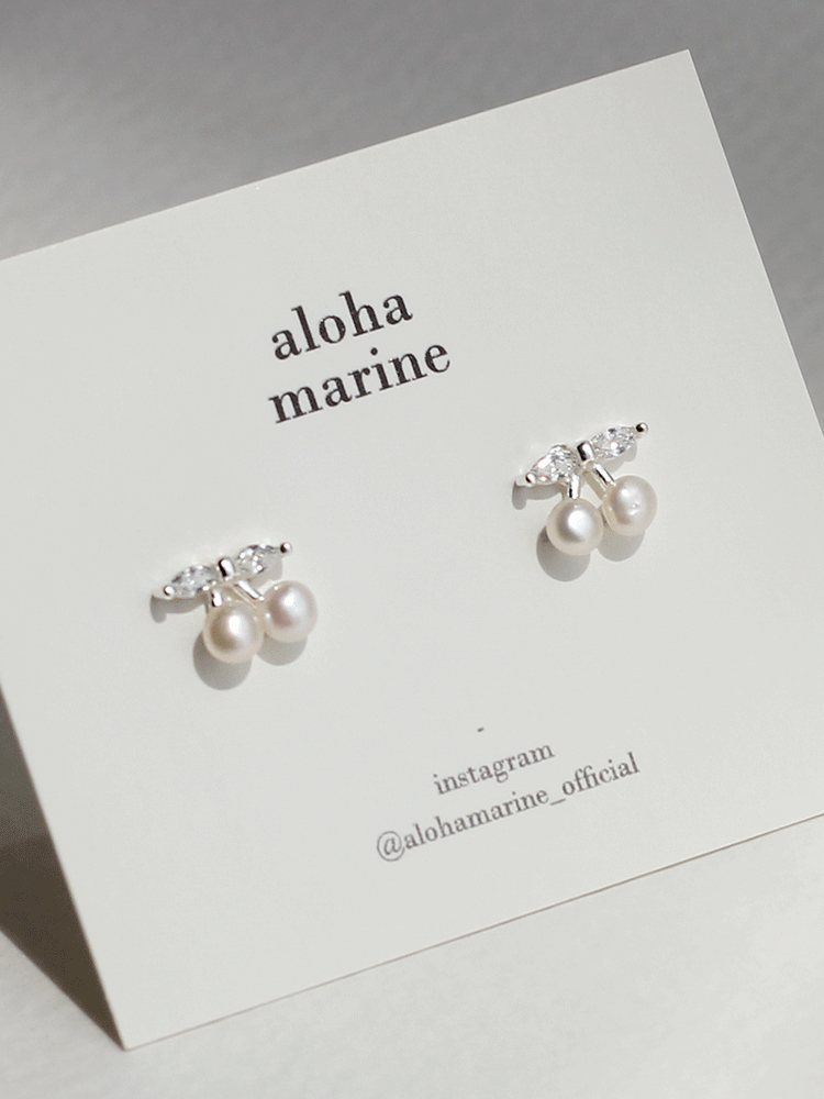 925 silver pearl cherry earring (담수진주)