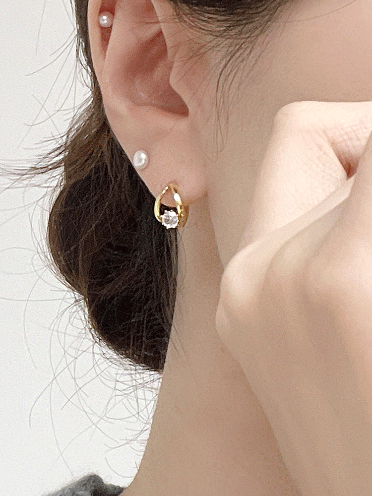 925 silver full cubic one-touch earring (원터치) 12차