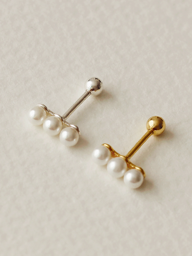 925 silver 3 pearl piercing(2colors)(1pc/피어싱)
