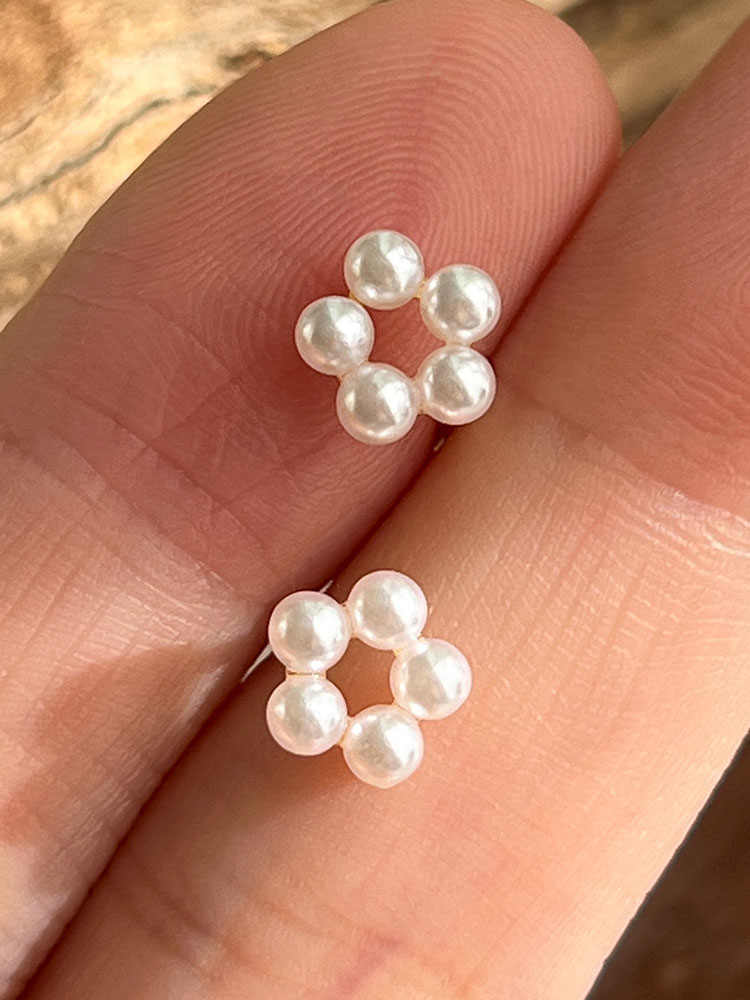 [*당일/무배] 925 silver mini pearl flower earring (2colors)