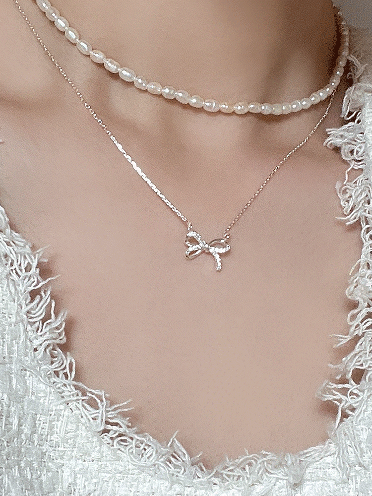 [*주문폭주] 925 silver classy cubic ribbon necklace